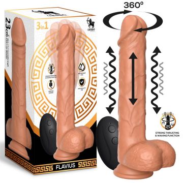 Vibracijski penis Centauro Flavius Flesh – realistični dildo z vibracijami, teleskopskim gibanjem in daljinskim upravljanjem